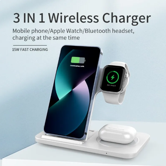 3 in 1 Wireless Charger Stand Pad For iPhone